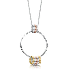 Wave Surfers 8-ring Pendant in Silver, 9ct Yellow & Rose Gold by Sheila Fleet Jewellery