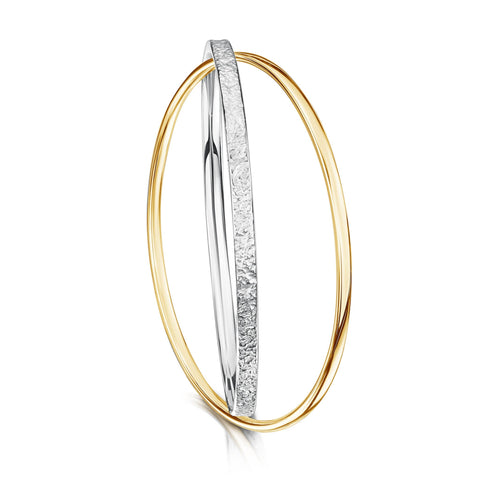 Matrix Embrace Bangle in Silver & 9ct Yellow Gold by Sheila Fleet Jewellery
