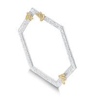 Honeycomb Silver Hexagon Bangle with 9ct Yellow Gold Bees by Sheila Fleet Jewellery