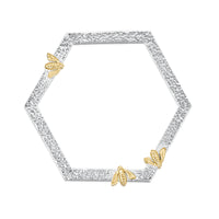 Honeycomb Silver Hexagon Bangle with 9ct Yellow Gold Bees by Sheila Fleet Jewellery