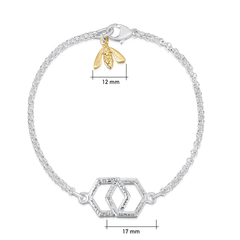 Honeycomb 2-link Bracelet with 9ct Yellow Gold Bee by Sheila Fleet Jewellery