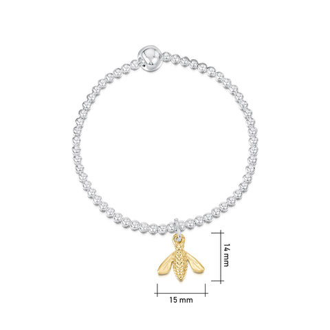 Honeybee Silver Stretch Bracelet with 9ct Yellow Gold Bee by Sheila Fleet Jewellery