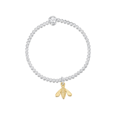 Honeybee Silver Stretch Bracelet with 9ct Yellow Gold Bee by Sheila Fleet Jewellery