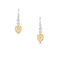 Secret Hearts Diamond Drop Earrings in Silver & 9ct Yellow Gold by Sheila Fleet Jewellery