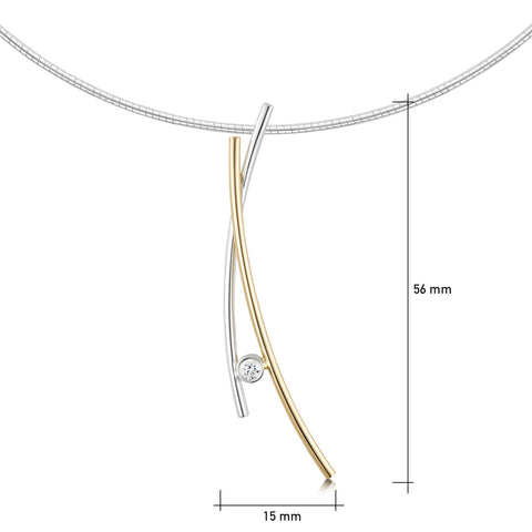 Kiss Diamond Necklace in Silver & 9ct Yellow Gold by Sheila Fleet Jewellery