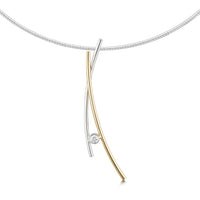 Kiss Diamond Necklace in Silver & 9ct Yellow Gold by Sheila Fleet Jewellery