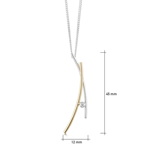 Kiss Diamond Pendant in Silver & 9ct Yellow Gold by Sheila Fleet Jewellery