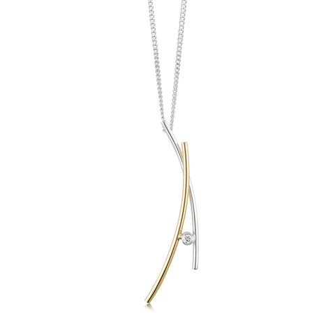 Kiss Diamond Pendant in Silver & 9ct Yellow Gold by Sheila Fleet Jewellery