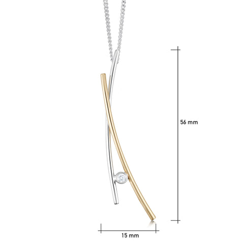 Kiss Diamond Dress Pendant in Silver & 9ct Yellow Gold by Sheila Fleet Jewellery
