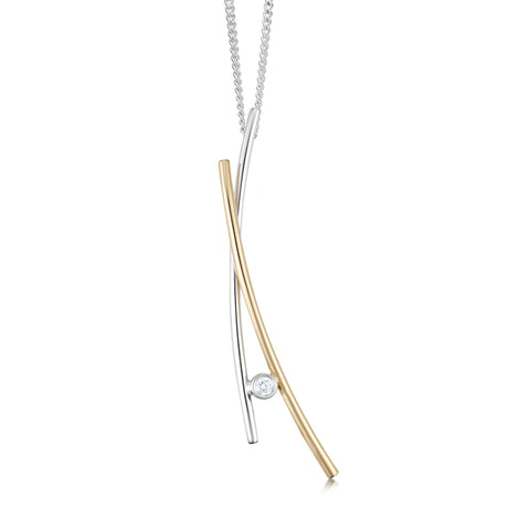 Kiss Diamond Dress Pendant in Silver & 9ct Yellow Gold by Sheila Fleet Jewellery