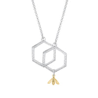 Honeycomb Medium 2-link Necklace with 9ct Yellow Gold Bee by Sheila Fleet Jewellery