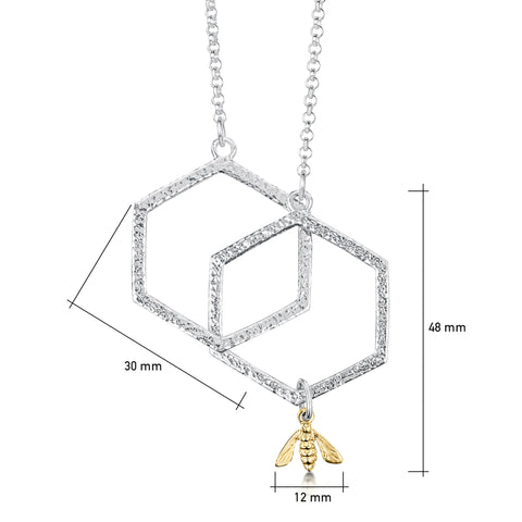 Honeycomb Large 2-link Necklace with 9ct Yellow Gold Bee by Sheila Fleet Jewellery