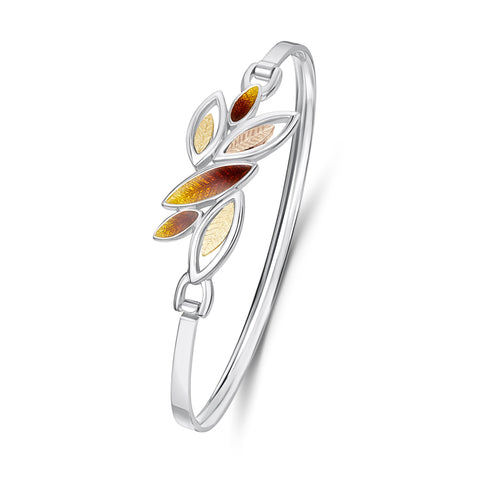 Seasons Gold Leaves Bangle in Autumn Enamel by Sheila Fleet Jewellery