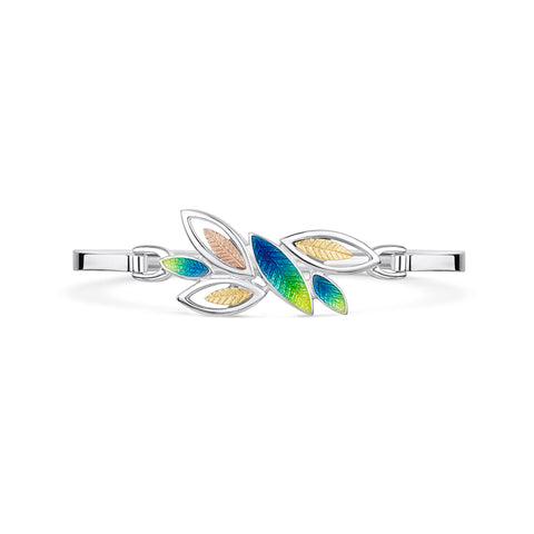 Seasons Gold Leaves Bangle in Spring Enamel by Sheila Fleet Jewellery
