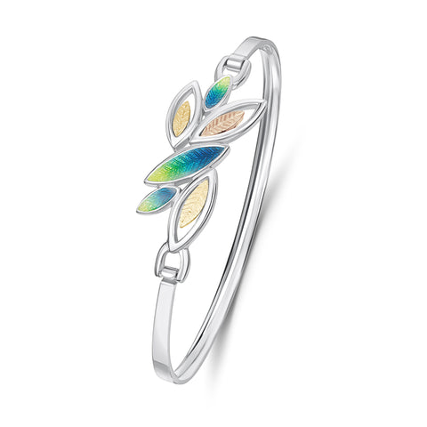 Seasons Gold Leaves Bangle in Spring Enamel by Sheila Fleet Jewellery