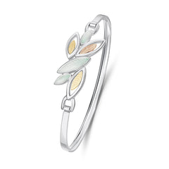 Seasons Gold Leaves Bangle in Winter Enamel by Sheila Fleet Jewellery