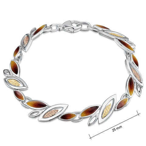 Seasons Gold Leaves Bracelet in Autumn Enamel by Sheila Fleet Jewellery