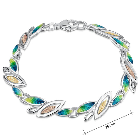 Seasons Gold Leaves Bracelet in Spring Enamel by Sheila Fleet Jewellery