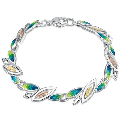 Seasons Gold Leaves Bracelet in Spring Enamel by Sheila Fleet Jewellery