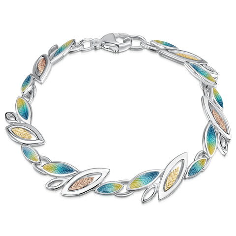 Seasons Gold Leaves Bracelet in Summer Enamel by Sheila Fleet Jewellery