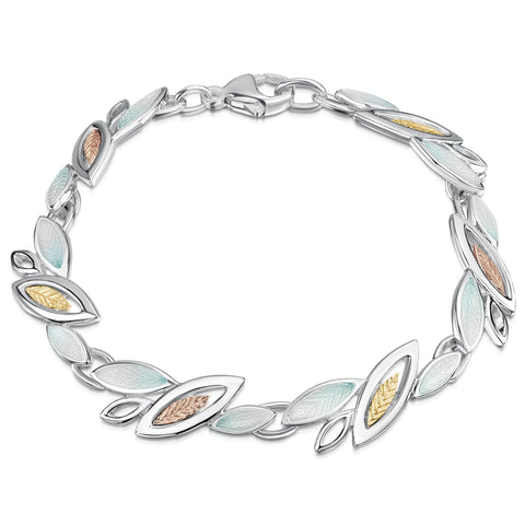 Seasons Gold Leaves Bracelet in Winter Enamel by Sheila Fleet Jewellery