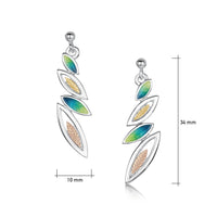 Seasons Gold Leaves 4-leaf Drop Earrings in Spring Enamel by Sheila Fleet Jewellery