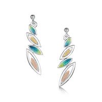 Seasons Gold Leaves 4-leaf Drop Earrings in Summer Enamel by Sheila Fleet Jewellery