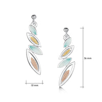 Seasons Gold Leaves 4-leaf Drop Earrings in Winter Enamel by Sheila Fleet Jewellery