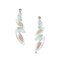 Seasons Gold Leaves 4-leaf Drop Earrings in Winter Enamel by Sheila Fleet Jewellery