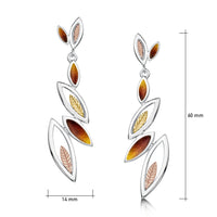 Seasons Gold Leaves 6-leaf Drop Earrings in Autumn Enamel by Sheila Fleet Jewellery