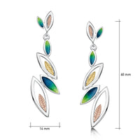 Seasons Gold Leaves 6-leaf Drop Earrings in Spring Enamel by Sheila Fleet Jewellery