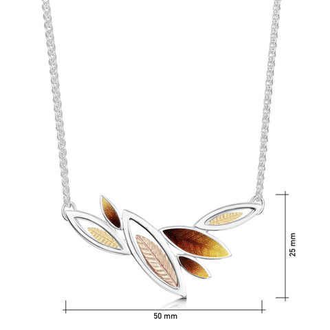 Seasons Gold Leaves Necklace in Autumn Enamel by Sheila Fleet Jewellery