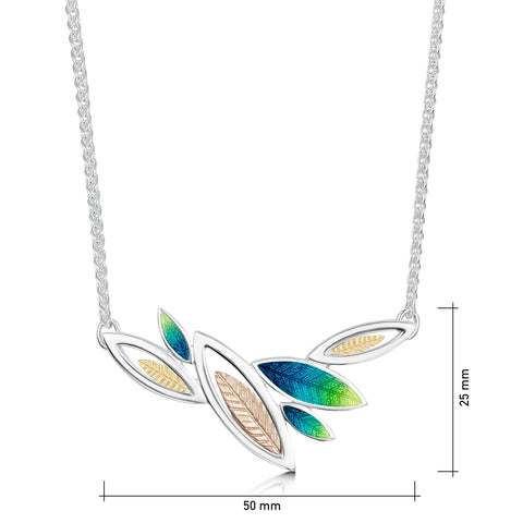 Seasons Gold Leaves Necklace in Spring Enamel by Sheila Fleet Jewellery