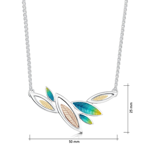 Seasons Gold Leaves Necklace in Summer Enamel by Sheila Fleet Jewellery