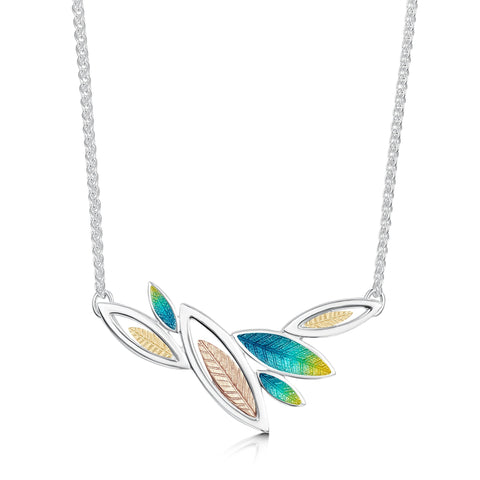 Seasons Gold Leaves Necklace in Summer Enamel by Sheila Fleet Jewellery