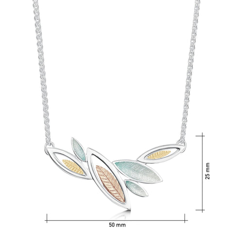 Seasons Gold Leaves Necklace in Winter Enamel by Sheila Fleet Jewellery
