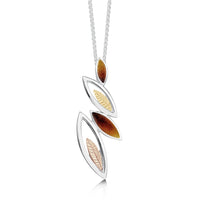 Seasons Gold Leaves Pendant Necklace in Autumn Enamel by Sheila Fleet Jewellery