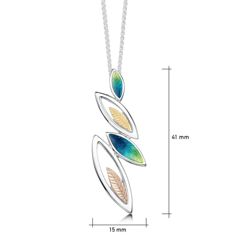 Seasons Gold Leaves Pendant Necklace in Spring Enamel by Sheila Fleet Jewellery