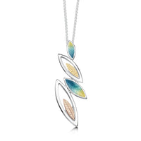 Seasons Gold Leaves Pendant Necklace in Summer Enamel by Sheila Fleet Jewellery