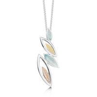 Seasons Gold Leaves Pendant Necklace in Winter Enamel by Sheila Fleet Jewellery