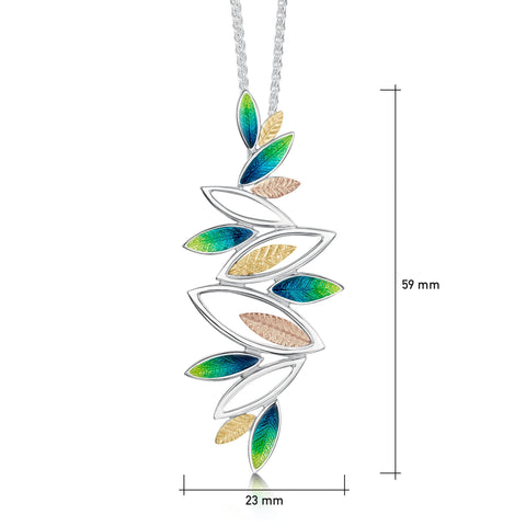 Seasons Gold Leaves Dress Pendant in Spring Enamel by Sheila Fleet Jewellery