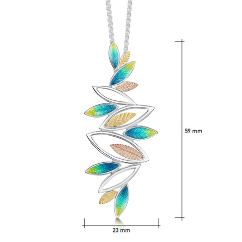 Seasons Gold Leaves Dress Pendant in Summer Enamel by Sheila Fleet Jewellery