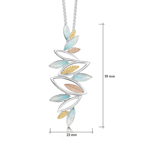 Seasons Gold Leaves Dress Pendant in Winter Enamel by Sheila Fleet Jewellery
