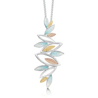 Seasons Gold Leaves Dress Pendant in Winter Enamel by Sheila Fleet Jewellery