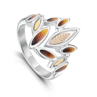 Seasons Gold Leaves Ring in Autumn Enamel by Sheila Fleet Jewellery