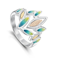 Seasons Gold Leaves Ring in Summer Enamel by Sheila Fleet Jewellery