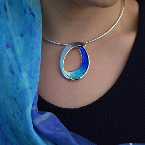 Sea & Surf Necklace in Ocean Hue Enamel by Sheila Fleet Jewellery