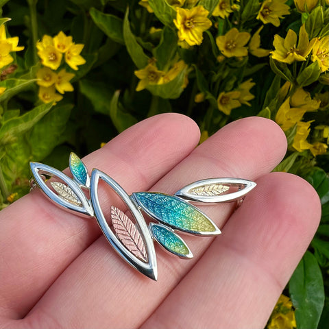 Seasons Gold Leaves Necklace in Summer Enamel by Sheila Fleet Jewellery