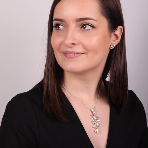 Seasons Dress Pendant Necklace in 9ct White, Yellow & Rose Gold by Sheila Fleet Jewellery