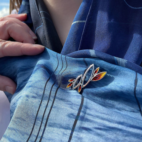 Seasons Sterling Silver Brooch in Autumn Enamel by Sheila Fleet Jewellery